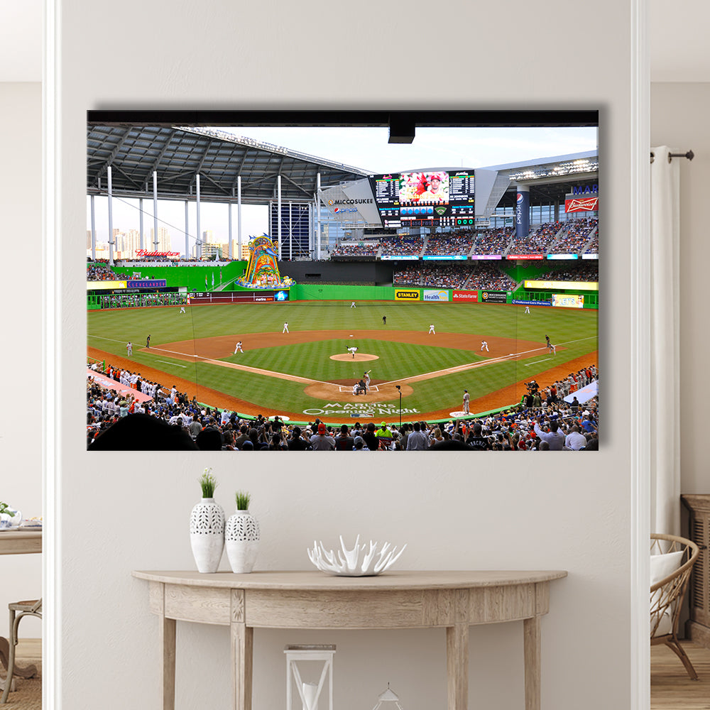 Marlins Park in Miami, Stadium Canvas, Sport Art, Gift for him, Man Cave Decor, Art Print, Canvas Print Wall Art