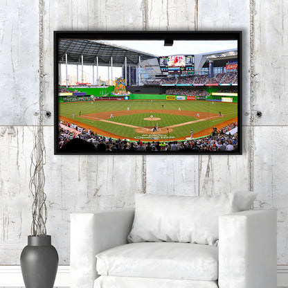 Marlins Park in Miami, Stadium Canvas, Sport Art, Framed Canvas Print Wall Art, Floating Frame