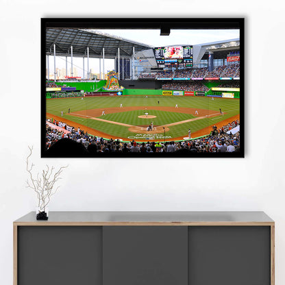 Marlins Park in Miami, Stadium Canvas, Sport Art, Gift for him, Framed Art Print Wall Decor, Picture Framed