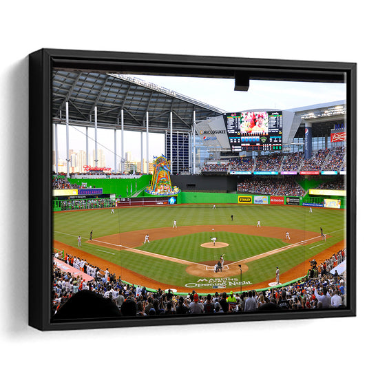 Marlins Park in Miami, Stadium Canvas, Sport Art, Framed Canvas Print Wall Art, Floating Frame