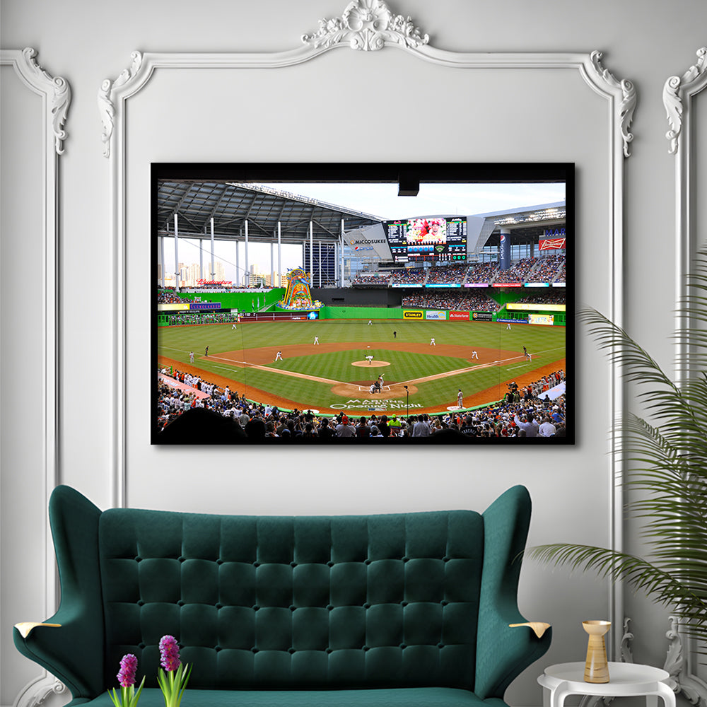 Marlins Park in Miami, Stadium Canvas, Sport Art, Gift for him, Framed Art Print Wall Decor, Picture Framed