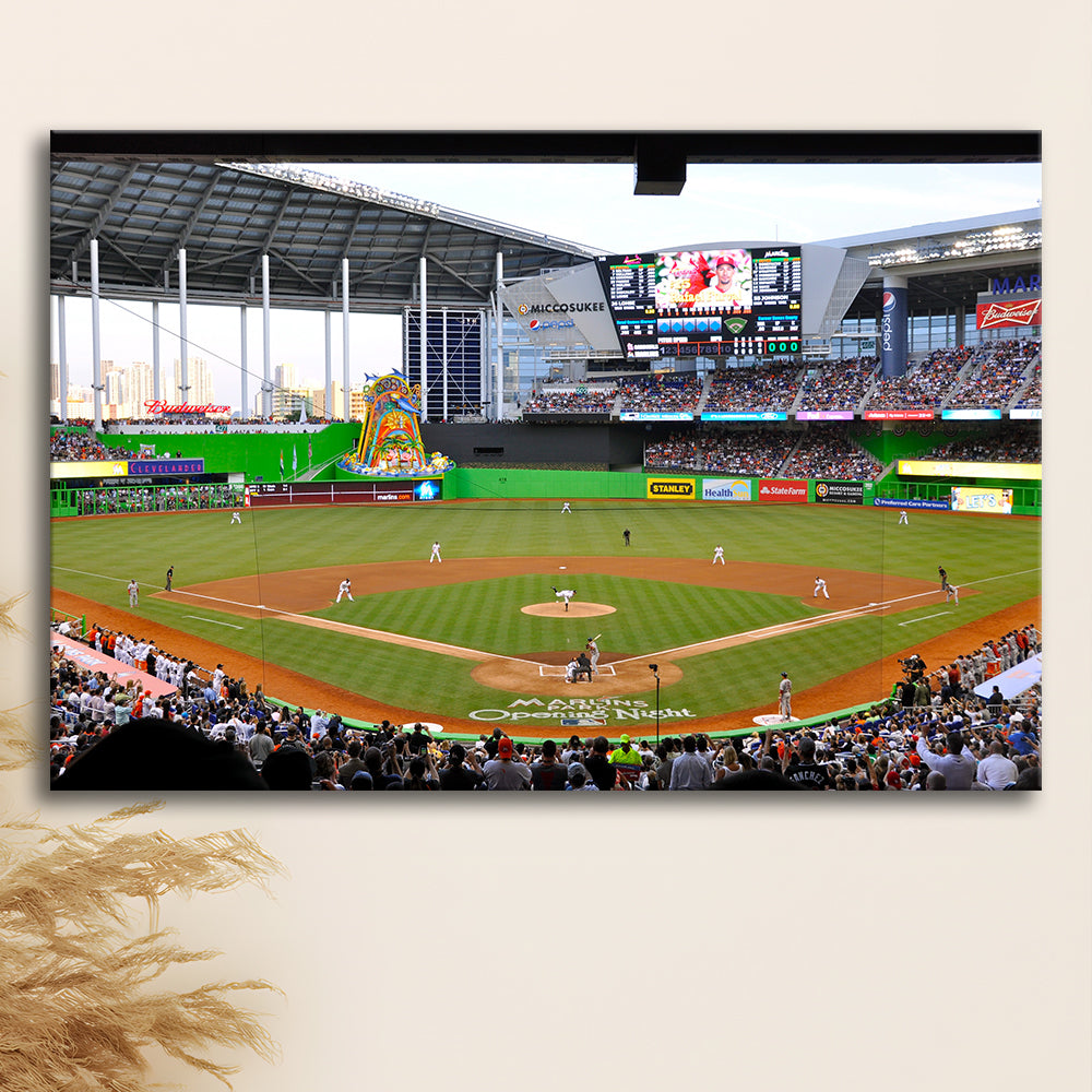 Marlins Park in Miami, Stadium Canvas, Sport Art, Gift for him, Man Cave Decor, Art Print, Canvas Print Wall Art