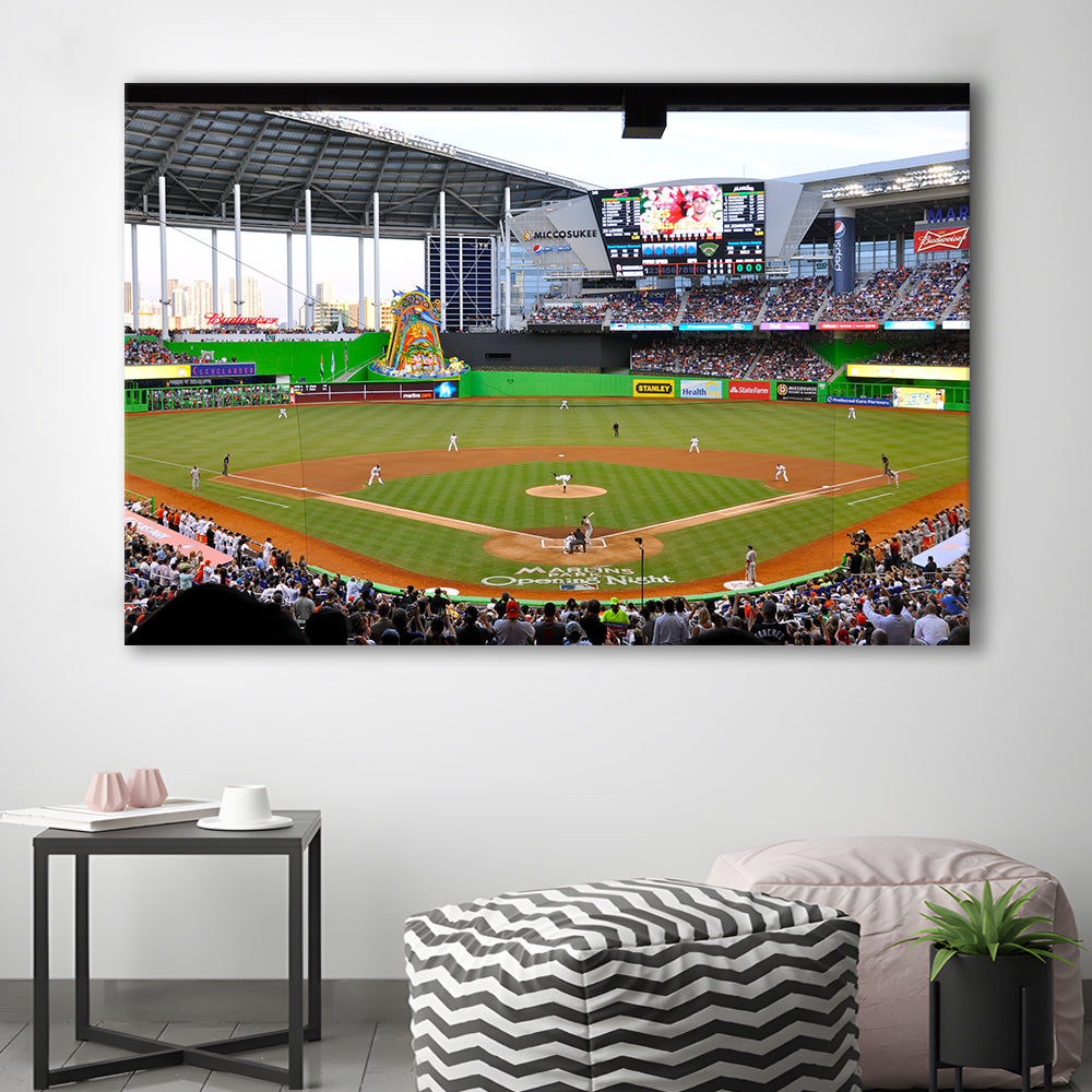 Marlins Park in Miami, Stadium Canvas, Sport Art, Gift for him, Man Cave Decor, Art Print, Canvas Print Wall Art