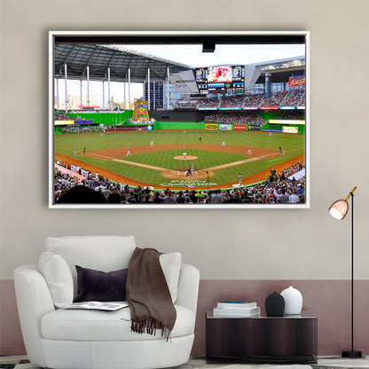 Marlins Park in Miami, Stadium Canvas, Sport Art, Framed Canvas Print Wall Art, Floating Frame