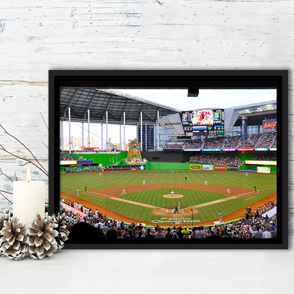 Marlins Park in Miami, Stadium Canvas, Sport Art, Framed Canvas Print Wall Art, Floating Frame