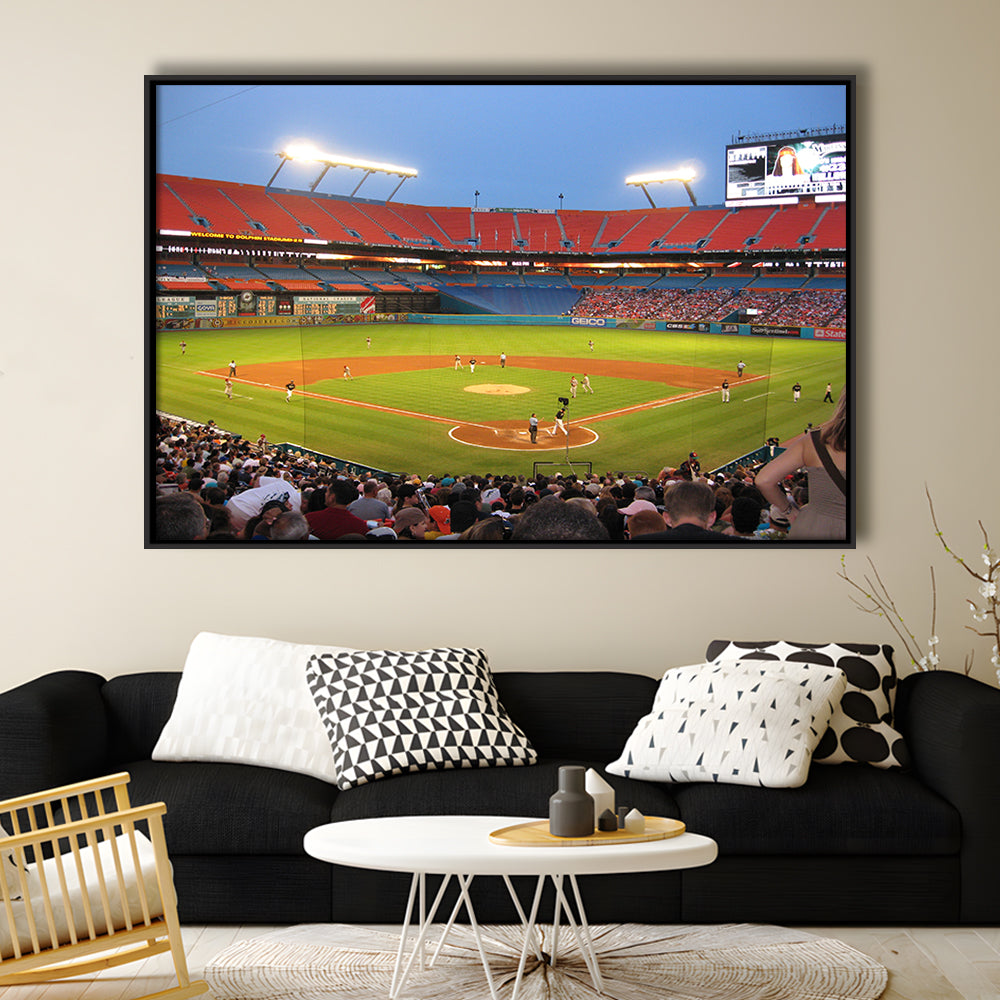 Marlins, Stadium Canvas, Sport Art, Framed Canvas Print Wall Art, Floating Frame