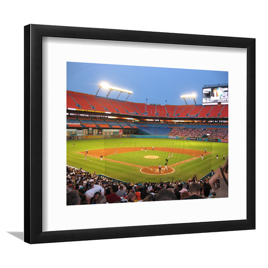 Marlins, Stadium Canvas, Sport Art, Gift for him, White Border Framed Art Print Wall Decor