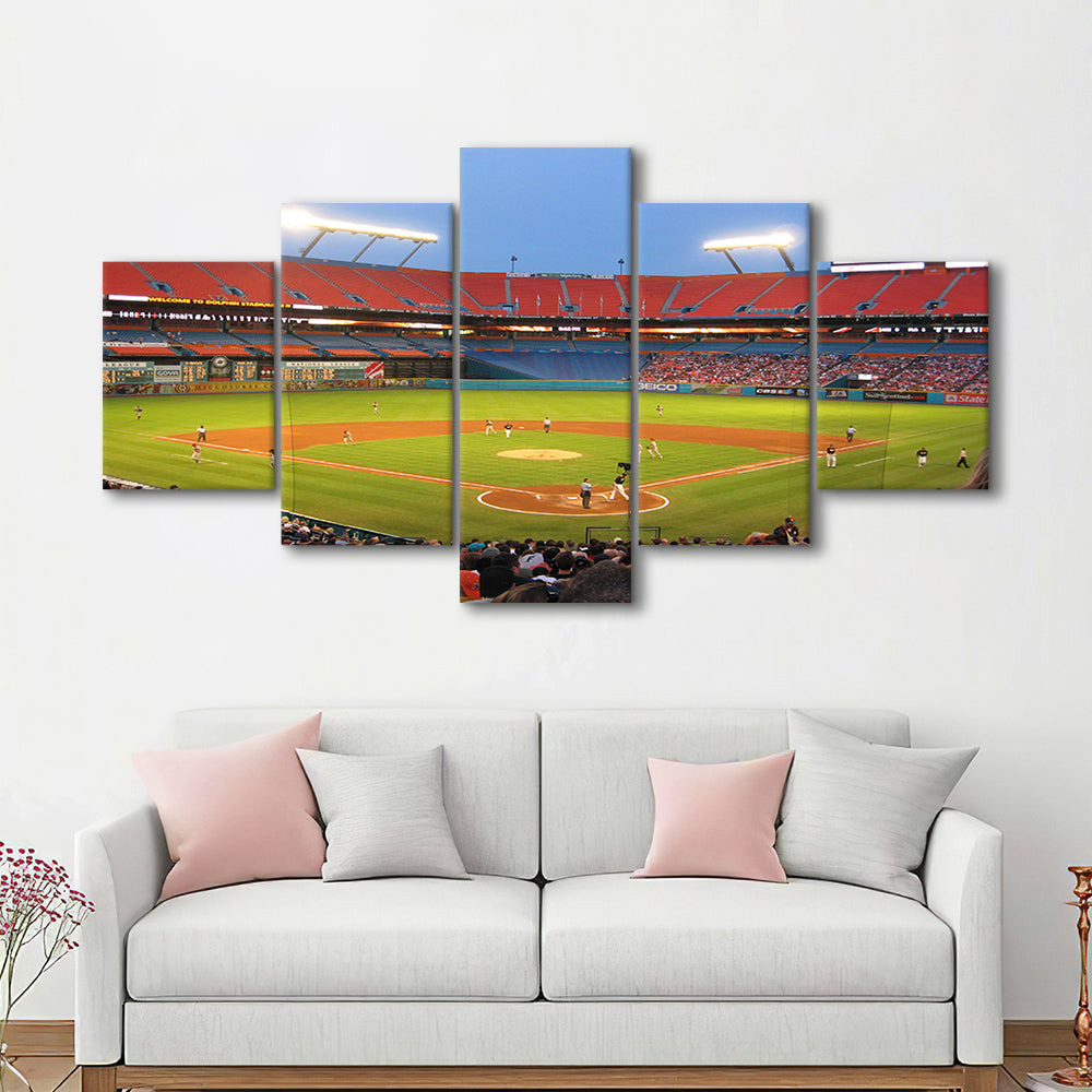 Marlins, Stadium Canvas, Sport Art, Gift for him, 5 Panel, Large Canvas, Canvas Print Wall Art