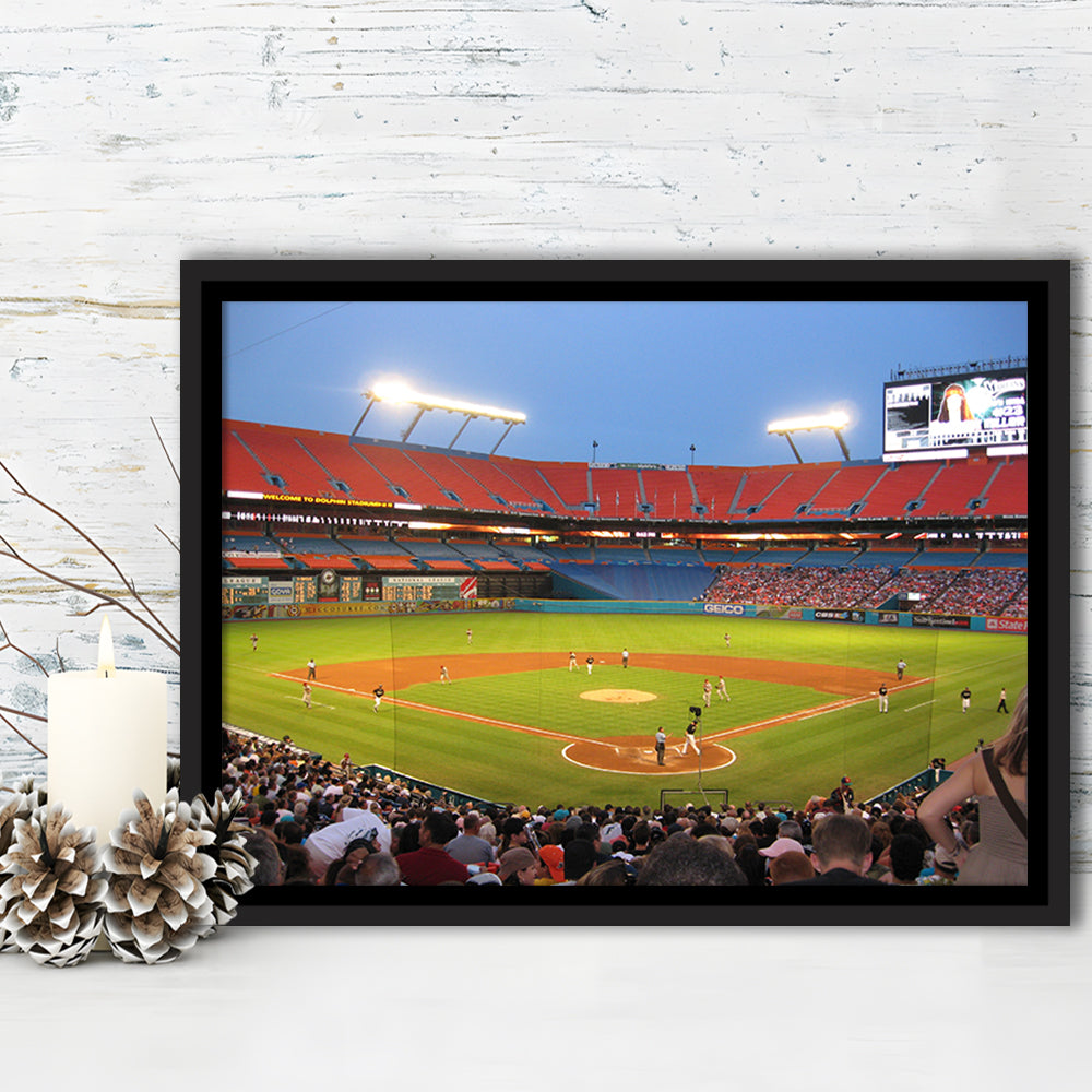 Marlins, Stadium Canvas, Sport Art, Framed Canvas Print Wall Art, Floating Frame