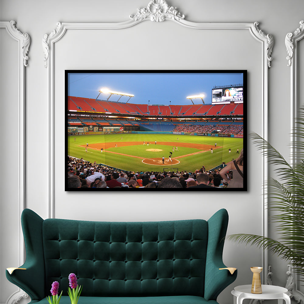 Marlins, Stadium Canvas, Sport Art, Gift for him, Framed Art Print Wall Decor, Picture Framed