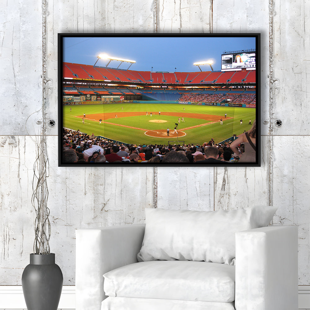 Marlins, Stadium Canvas, Sport Art, Framed Canvas Print Wall Art, Floating Frame