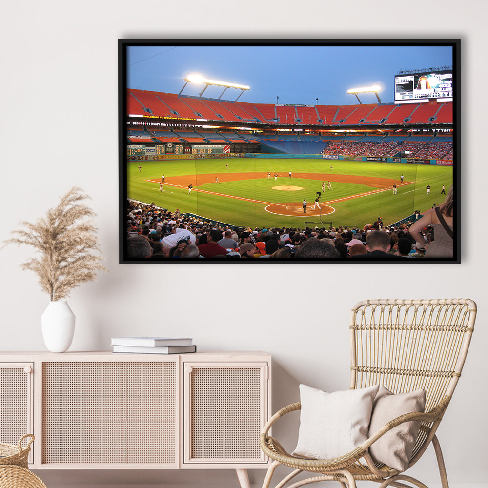 Marlins, Stadium Canvas, Sport Art, Framed Canvas Print Wall Art, Floating Frame