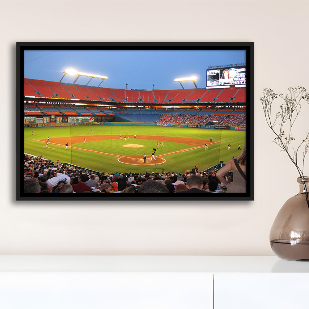 Marlins, Stadium Canvas, Sport Art, Framed Canvas Print Wall Art, Floating Frame