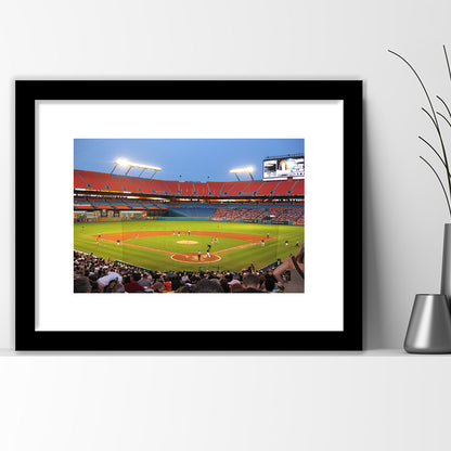 Marlins, Stadium Canvas, Sport Art, Gift for him, White Border Framed Art Print Wall Decor