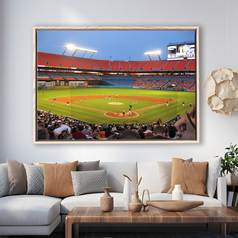 Marlins, Stadium Canvas, Sport Art, Framed Canvas Print Wall Art, Floating Frame