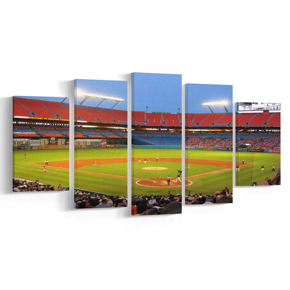 Marlins, Stadium Canvas, Sport Art, Gift for him, 5 Panel, Large Canvas, Canvas Print Wall Art