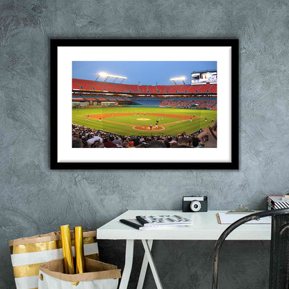 Marlins, Stadium Canvas, Sport Art, Gift for him, White Border Framed Art Print Wall Decor