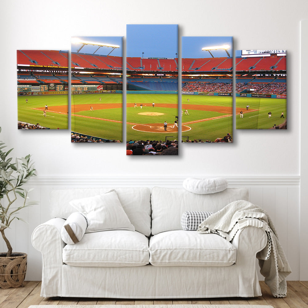 Marlins, Stadium Canvas, Sport Art, Gift for him, 5 Panel, Large Canvas, Canvas Print Wall Art