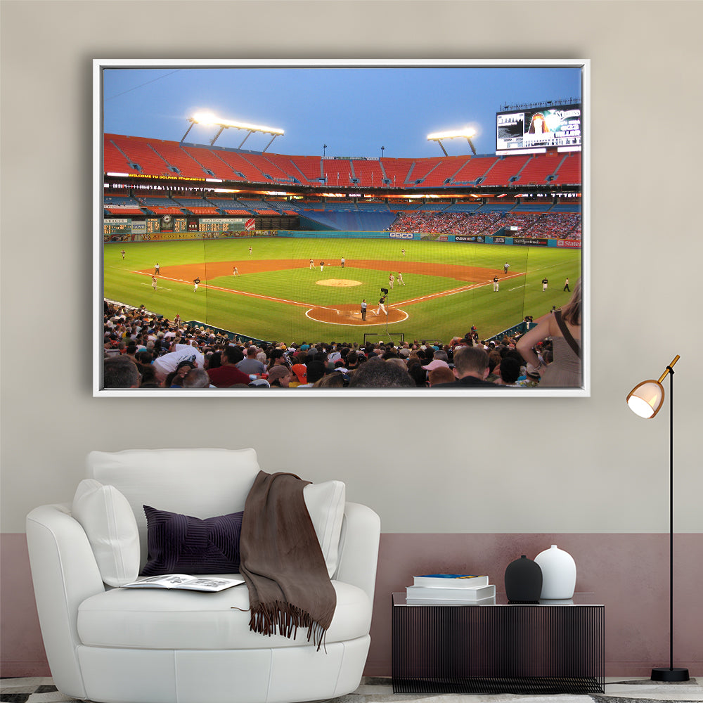 Marlins, Stadium Canvas, Sport Art, Framed Canvas Print Wall Art, Floating Frame