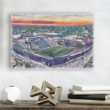 Marshall Thundering Herd, Joan C Edwards Painting Stadium Watercolor, Sport Art, Gifts for him, Canvas Print Wall Art