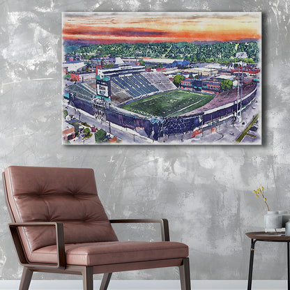 Marshall Thundering Herd, Joan C Edwards Painting Stadium Watercolor, Sport Art, Gifts for him, Canvas Print Wall Art