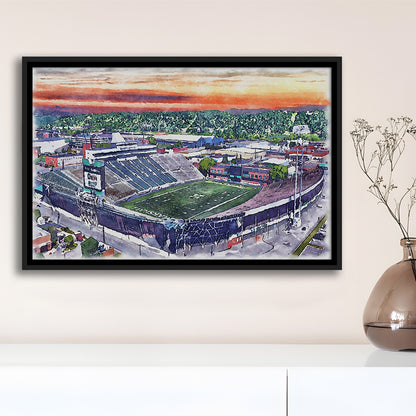 Marshall Thundering Herd, Joan C Edwards Painting Stadium Watercolor, Sport Gift Art, Framed Canvas Print Wall Art