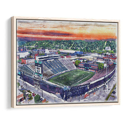 Marshall Thundering Herd, Joan C Edwards Painting Stadium Watercolor, Sport Gift Art, Framed Canvas Print Wall Art