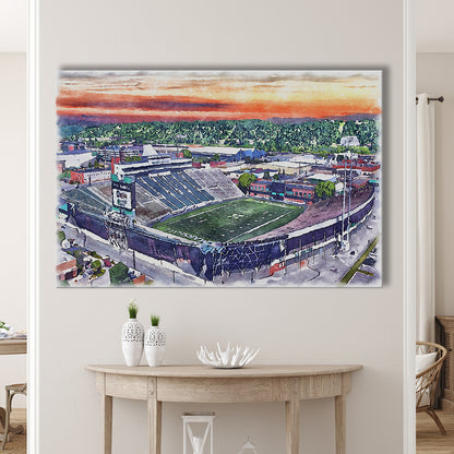 Marshall Thundering Herd, Joan C Edwards Painting Stadium Watercolor, Sport Art, Gifts for him, Canvas Print Wall Art