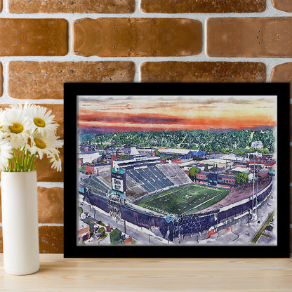 Marshall Thundering Herd, Joan C Edwards Painting Stadium Watercolor, Sport Gift Art, Framed Art Print Wall Decor