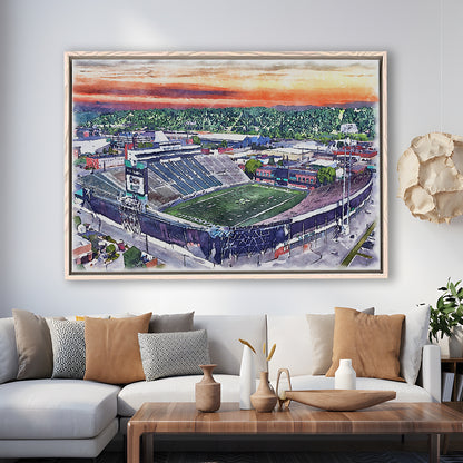 Marshall Thundering Herd, Joan C Edwards Painting Stadium Watercolor, Sport Gift Art, Framed Canvas Print Wall Art