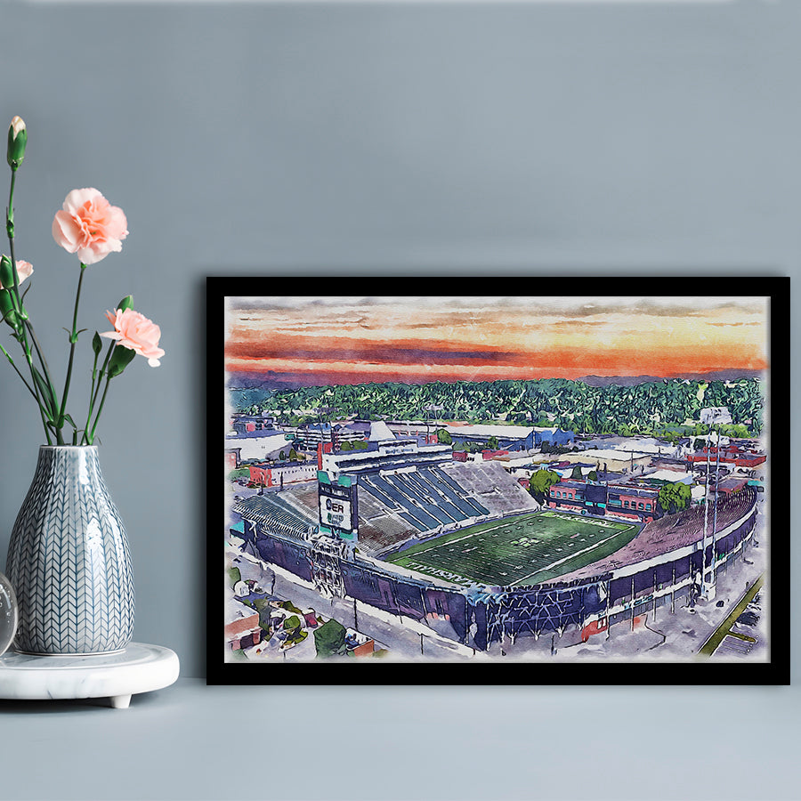 Marshall Thundering Herd, Joan C Edwards Painting Stadium Watercolor, Sport Gift Art, Framed Art Print Wall Decor