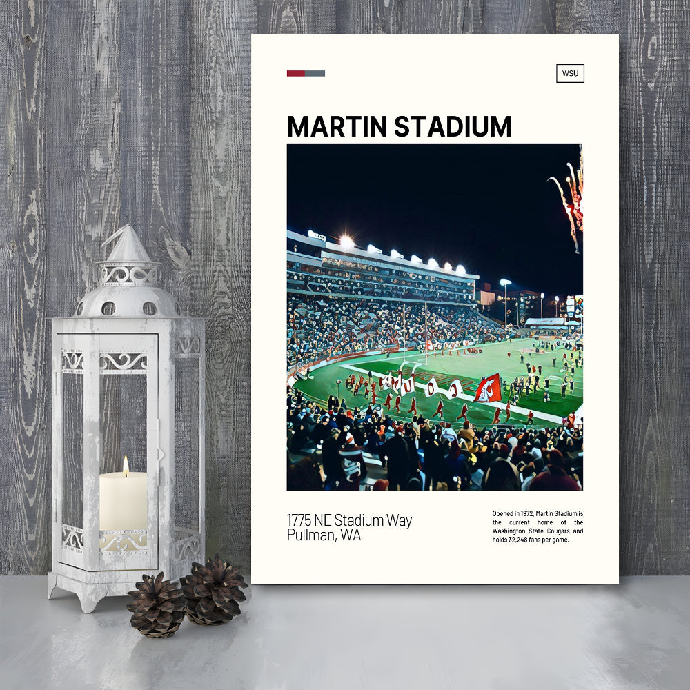 Martin Stadium Print, Washington State Cougars Stadium Canvas Art, Fan Gifts, Sport Art, Canvas Print Wall Art