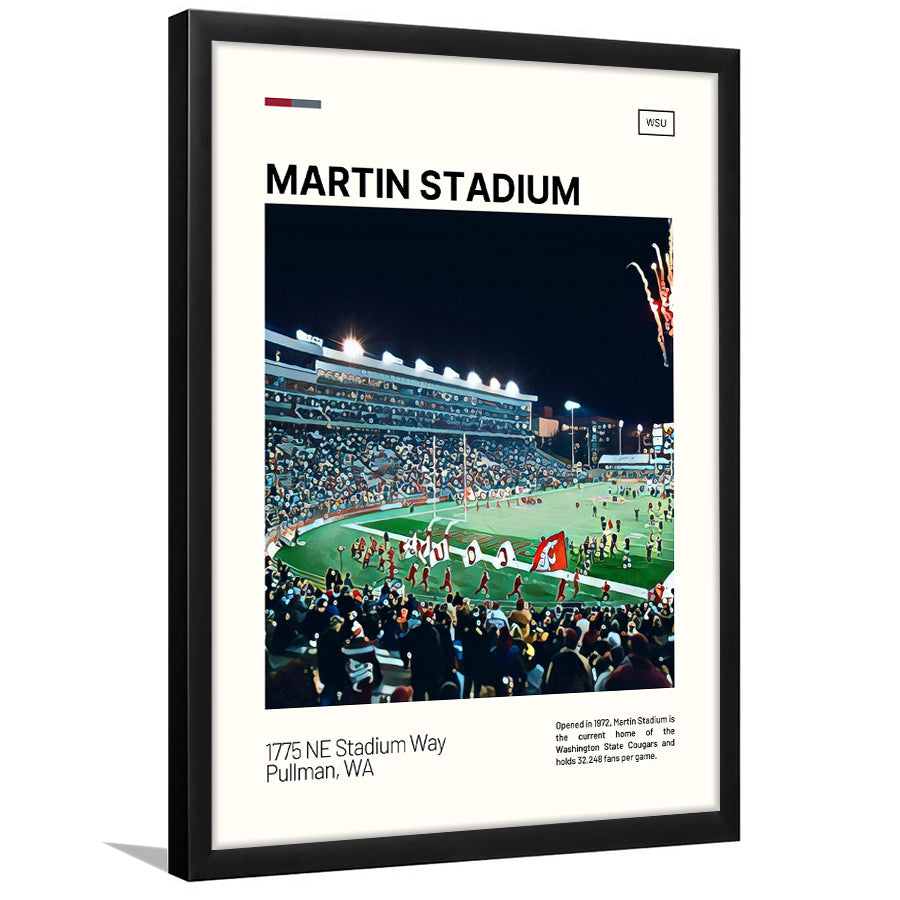 Martin Stadium Print, Washington State Cougars Stadium Art, Gifts for him, Sport Art, Framed Art Print Wall Decor