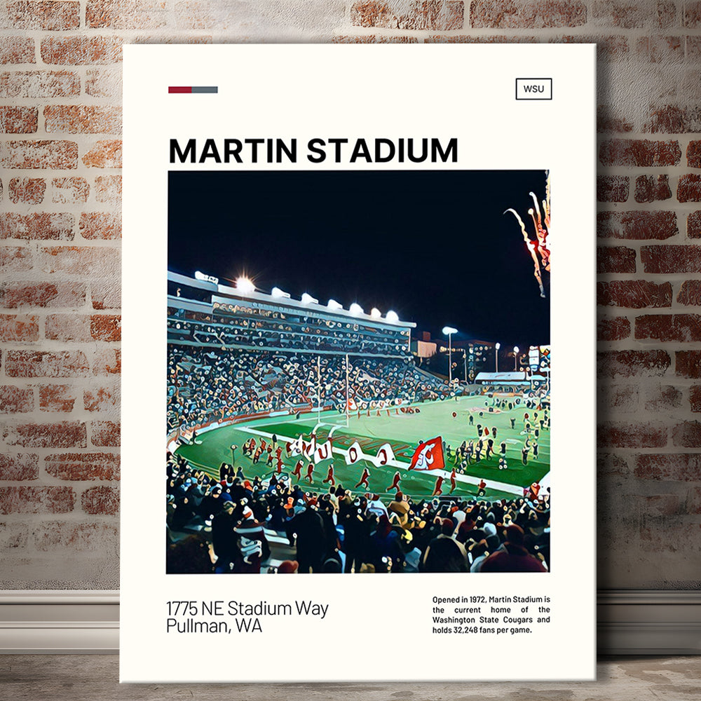 Martin Stadium Print, Washington State Cougars Stadium Canvas Art, Fan Gifts, Sport Art, Canvas Print Wall Art