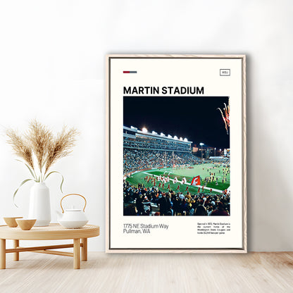 Martin Stadium Print, Washington State Cougars Stadium Canvas Art, Man Cave Gift, Floating Framed Canvas Print Wall Art