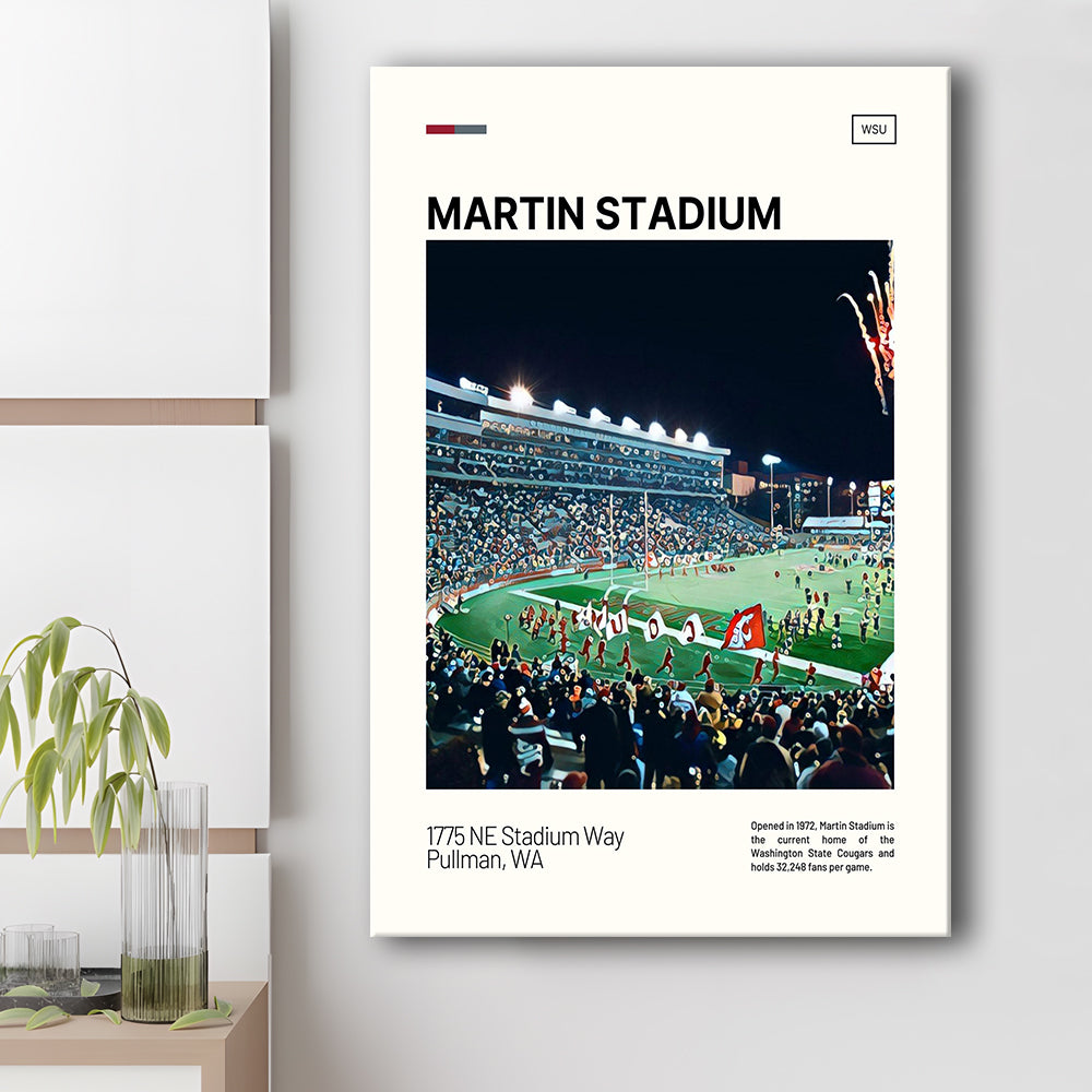 Martin Stadium Print, Washington State Cougars Stadium Canvas Art, Fan Gifts, Sport Art, Canvas Print Wall Art