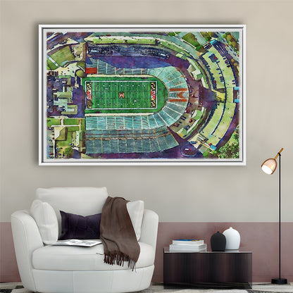 Maryland Painting Stadium Watercolor, College Park Maryland Watercolor, Sport Gift Art, Framed Canvas Print Wall Art