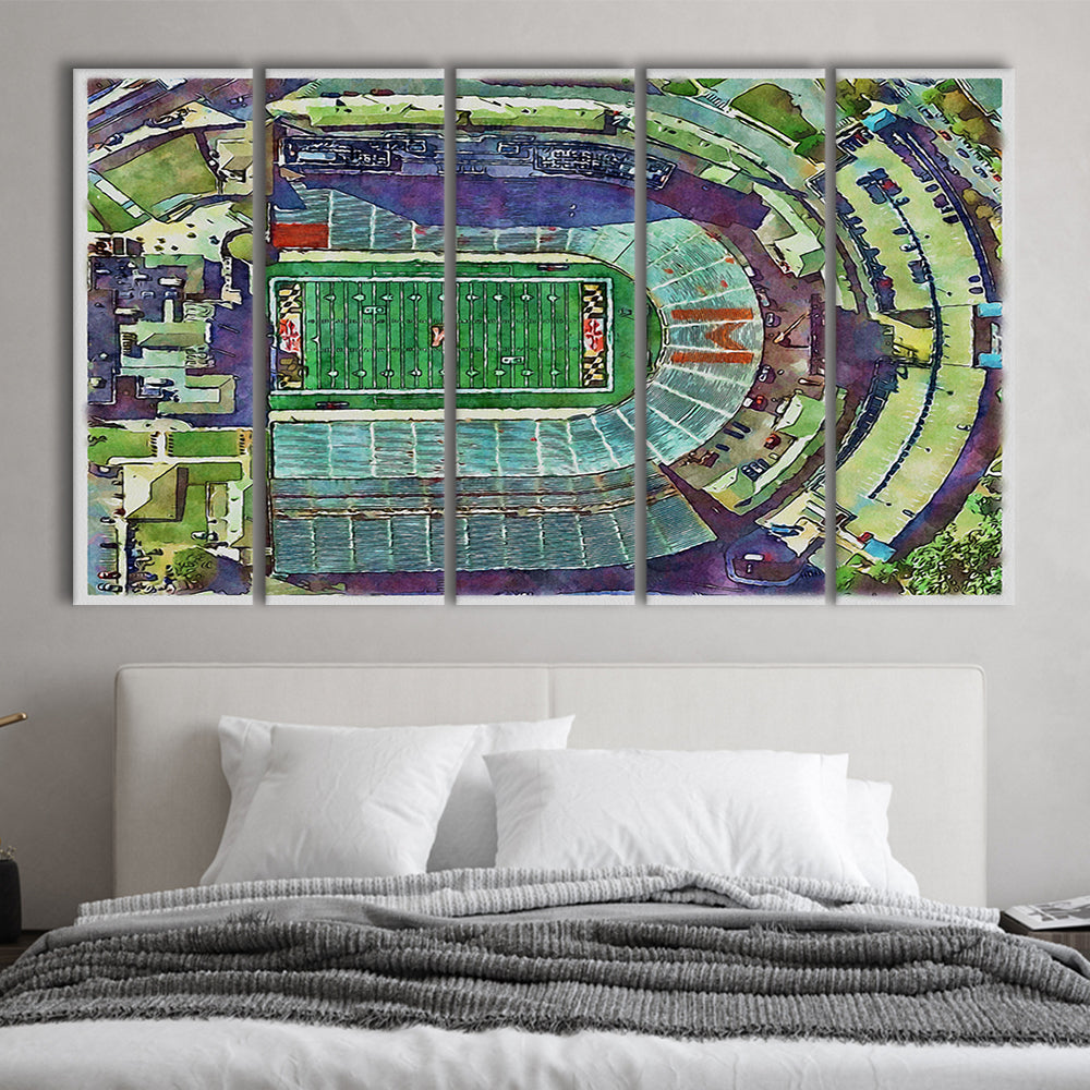 Maryland Painting Stadium Watercolor, College Park Maryland Watercolor, Sport Art, Extra Large Canvas Print Wall Art