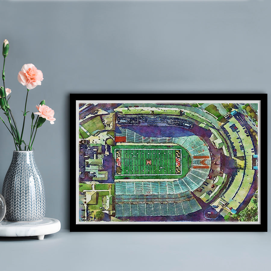 Maryland Painting Stadium Watercolor, College Park Maryland Watercolor, Sport Gift Art, Framed Art Print Wall Decor