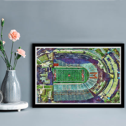 Maryland Painting Stadium Watercolor, College Park Maryland Watercolor, Sport Gift Art, Framed Art Print Wall Decor