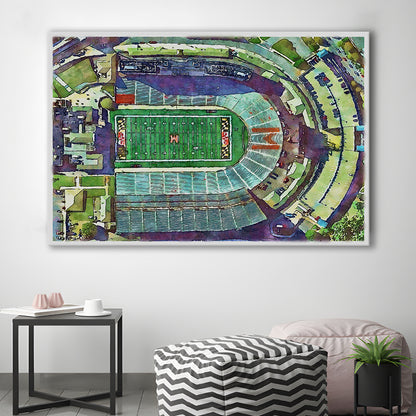 Maryland Painting Stadium Watercolor, College Park Maryland Watercolor, Sport Art, Gifts for him, Canvas Print Wall Art