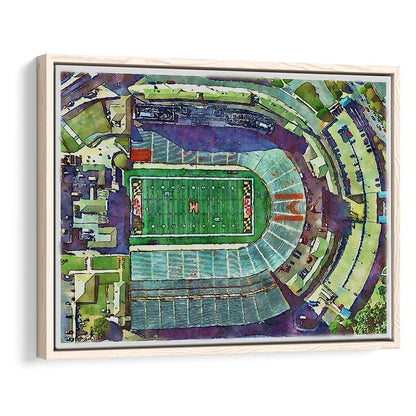 Maryland Painting Stadium Watercolor, College Park Maryland Watercolor, Sport Gift Art, Framed Canvas Print Wall Art