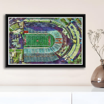 Maryland Painting Stadium Watercolor, College Park Maryland Watercolor, Sport Gift Art, Framed Canvas Print Wall Art
