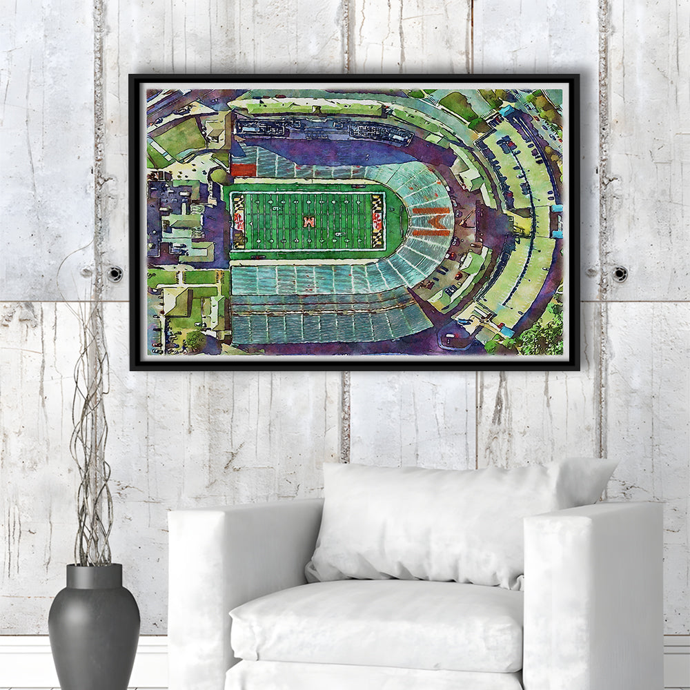 Maryland Painting Stadium Watercolor, College Park Maryland Watercolor, Sport Gift Art, Framed Canvas Print Wall Art