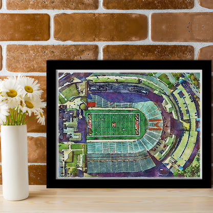 Maryland Painting Stadium Watercolor, College Park Maryland Watercolor, Sport Gift Art, Framed Art Print Wall Decor