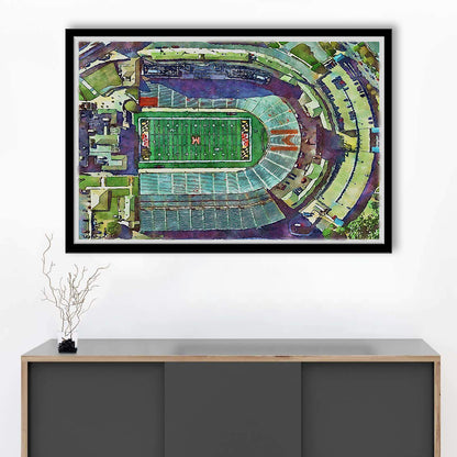 Maryland Painting Stadium Watercolor, College Park Maryland Watercolor, Sport Gift Art, Framed Art Print Wall Decor