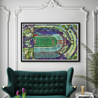 Maryland Painting Stadium Watercolor, College Park Maryland Watercolor, Sport Gift Art, Framed Art Print Wall Decor