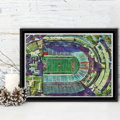 Maryland Painting Stadium Watercolor, College Park Maryland Watercolor, Sport Gift Art, Framed Canvas Print Wall Art