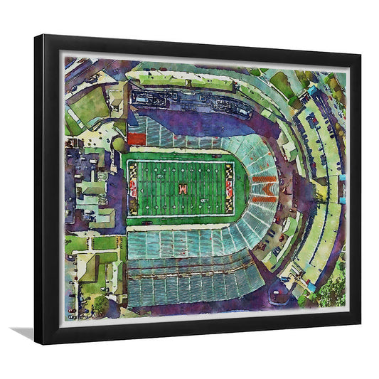Maryland Painting Stadium Watercolor, College Park Maryland Watercolor, Sport Gift Art, Framed Art Print Wall Decor