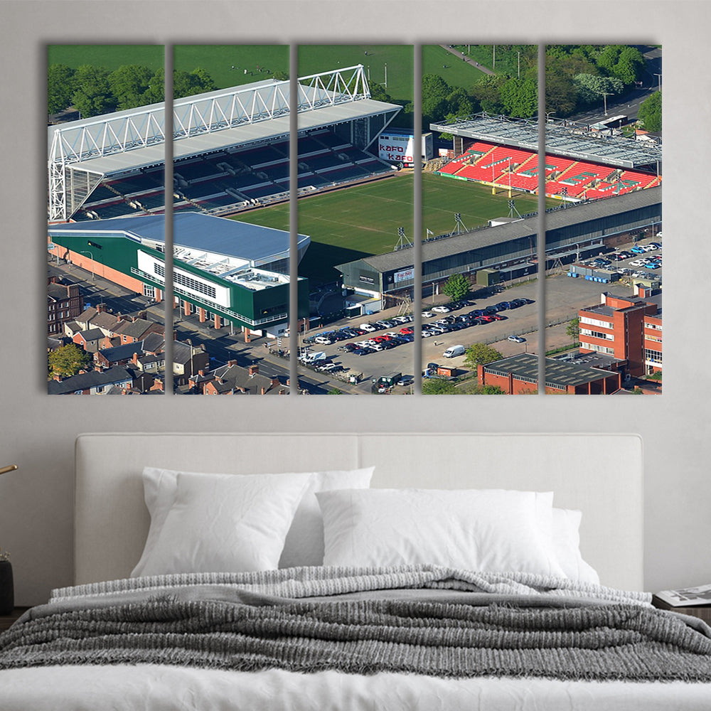 Mattioli Woods Welford Road Stadium, Stadium Canvas, Sport Art, 5 Panel B, Extra Large Canvas, Canvas Print Wall Art
